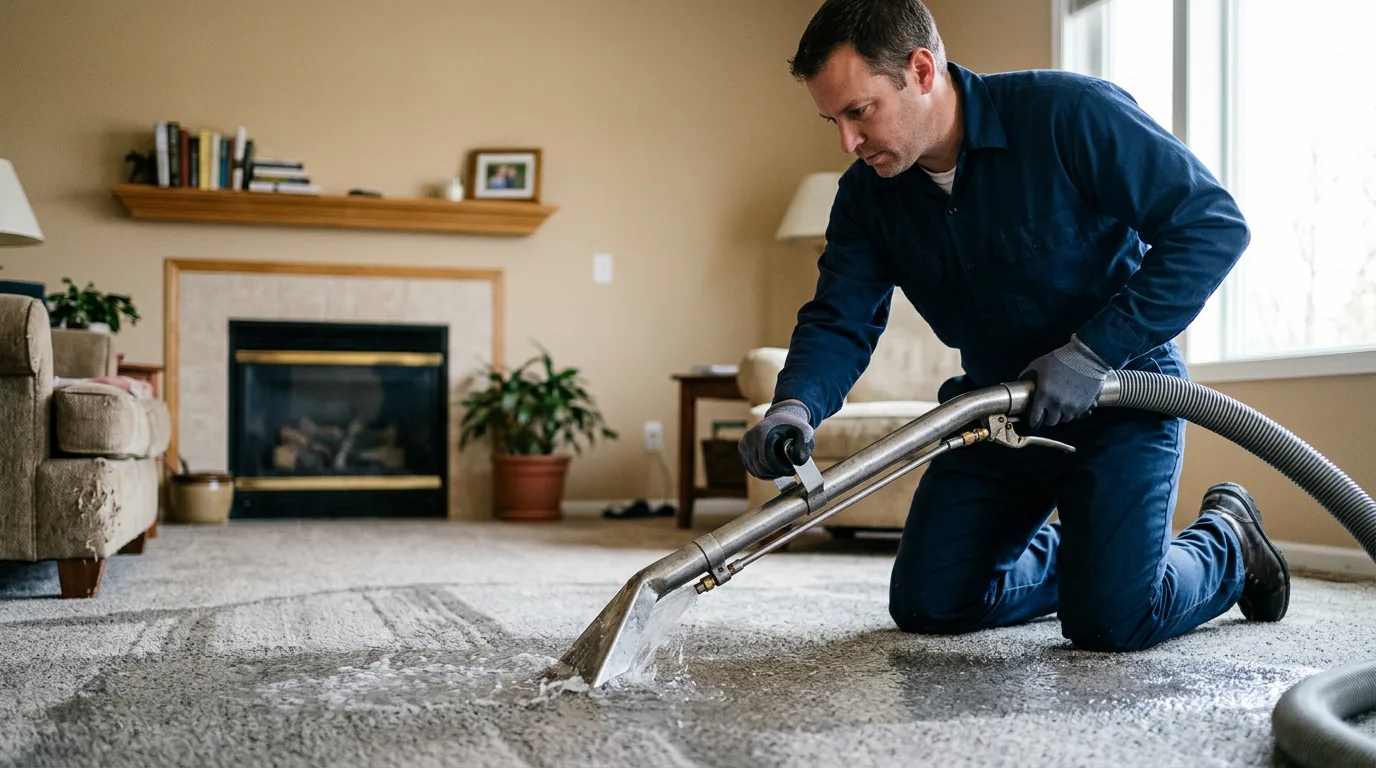 Water damage restoration technician working near Mcbain, MI